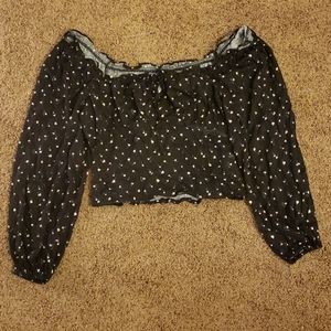 Black floral crop top NWOT